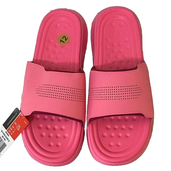 Under Armour UA Unisex Size M12 W13.5 Ansa Elevate Slides Sandals in Pink - Picture 1 of 8